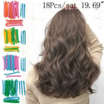 18pcs 50cm Magic Long Hair Curlers Curl Formers Leverage Rollers Green Yellow