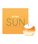 NIVEA SUN Eau de toilette (1 x 30 ml), Parfum femme aux notes estivales de crème solaire originale, Pour cheveux et corps pour tous types de peaux