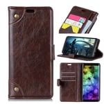 XUAILI Smartphones Leather Case Copper Buckle Nappa Texture Horizontal Flip Leather Case Holder Card Slots Wallet, Suitable for Huawei Mate 20 Pro (Color : Coffee)