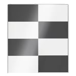 Armoire penderie portes coulissantes blanches brillantes et anthracite brillant GoodHome Atomia H. 225 x L. 200 x P. 63,5 cm