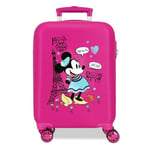 Joumma Disney Minnie Around The World Cabin Suitcase Pink 33 x 50 x 20 cm Hard ABS Combination Lock Side 28.4L 2 kg 4 Double Wheels Luggage Hand Luggage, Pink, Cabin Suitcase
