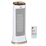 Homcom Ceramic Tower Oscillating Space Heater Remote LED Timer Auto Off White