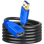 USB 3.0 Extension Cable 1m, USB 3.0 Extender Cord Type A Male to A Female for Oculus VR, Playstation, USB Flash Drive, Card Reader, Hard Drive,Keyboard, Printer, Scanner, Camera and More (3Ft/1M,Blue)