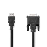NEDIS Câble HDMI™ | Fiche HDMI™ | Connecteur DVI-D 24+1 broches | 1080p | Nickelé | 2.00 m | Droit | PVC | Noir | Sac en plastique
