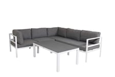 Venture Design Copacabana sofagruppe Hvid med grå hynde 3 hjørne, 2 midtdel & bord 120 x 70 cm