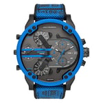 Diesel Watch for Men Mr. Daddy 2.0, Chronograph Movement, 57 mm Black Stainless Steel Case with a Mixed Strap, DZ7434