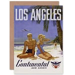 TRAVEL LA LOS ANGELES CONTINENTAL AIRLINE BEACH TROPICAL GREETINGS CARD