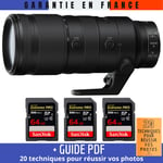 Nikon Z 70-200mm f/2.8 VR S + 3 SanDisk 64GB UHS-II 300 MB/s + Guide PDF ""20 TECHNIQUES POUR RÉUSSIR VOS PHOTOS