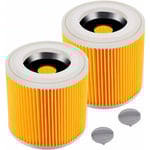 2-pack patronfilter för Kärcher WD3 Premium, WD2, WD3, WD3P, MV2, MV3 - WD3 filter - ersättningsfilter för Kärcher dammsugare 6.414-552.0/6