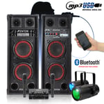 Home Karaoke Disco Party Package Speakers with Microphones, Mixer and LED Lights