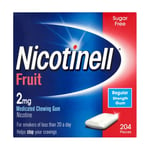 Nicotinell Stop Smoking Aid Nicotine Gum, 2 mg, Fruit, 204 Pieces Long Expiry