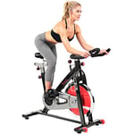 Sunny Health and Fitness Exercise Bike, Quiet Indoor Cycling Stationary Bike, Ergonomic Design w/4-way Adjustable Seat & Handlebar, Cardio Workout Gym Equipment for Home Use, 49 LB Flywheel - SF-B1002