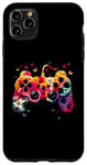 Coque pour iPhone 11 Pro Max Manette de jeu florale - Amateur de jeux vidéo vintage