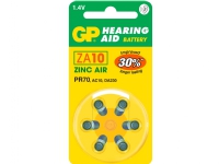 GP Batteries Hearing Aid ZA10, Engångsbatteri, PR70, Zink-luft, 1,4 V, 6 styck, 3,6 mm