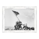 ConKrea Classic Frame Poster and Print - Historical of War - Battle of Iwo Jima - Japan America Joe Rosenthal - American Flag (398) Dimensioni Stampa: 50x70cm D - Classica Oro A Foglia Invecchiato Mogano