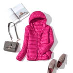 2020 New 90% Down Jacket Women Autumn Winter Coat Lady Down Jacket,rose Red Hooded,4XL