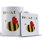 Funny Mug Cute Bee, Girlfriend/Boyfriend, Valentines, Pun Bumble Bae - Gift Mug & Coaster