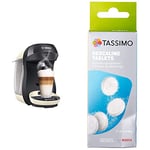 Bosch Tassimo Happy TAS1007 – Machine à café à capsules – Cafetière multi boissons pour plus de 40 boissons – 1400 W – Couleur : Crème & Bosch Tassimo TCZ6004 Produit Détartrant 4 Pastilles