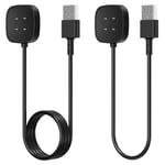 Charger Cable Compatible with Fitbit Versa 3 & Sense Smartwatch, Replacement USB Charging Charger Cord Compatible with Versa 3 Charger, 2 Pack (3.3ft/1ft)