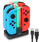 Chargeur de manettes joy-con 4en1 pour Nintendo Switch OLED - station dock de charge à indicateur LED - recharge batterie rapide