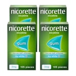 X4 Nicorette Icy White Chewing Gum 2mg - 105 Pieces - TOTAL - 420 PIECES