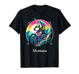 Whimsical Unicorn Riding Mountain Bike in Montana T-Shirt