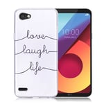 LG Q6 M700N (EU utgåvan) / Q6 Plus mobilskal TPU material skyddande böjbart mjukt - Love laugh life