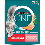 Nestlé PURINA One BIFENSIS STERILCAT Nourriture sèche pour Chats stérilisés, Riche en Saumon, Lot de 6 (6 x 750 g)