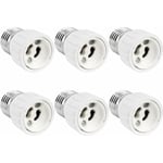 E27 till GU10 Adapter, 220V, E27 GU10 Adapter Socket Konverter för LED-lampa, Halogen och CFL-lampa, Keramisk Adapter, 6-pack