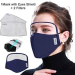 Tequila Protective Face Mask, Dustproof Outdoor Face Protection Eyes, Nose And Mouth, Cotton With Eye Mask (Navy)