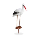 relaxdays Statue de Jardin Cigogne, Figurine de décoration, Protection héron, Naissance, 80 x 22 x 64 cm, Blanc/Rouge