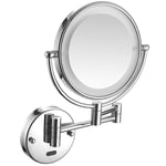 SWZXY Wall Mounted Shaving Mirror, Sensor Makeup Mirror, 8 inch 5x Magnification Adjustable Health LED Lighted Bathroom Mirror Extendable Suitable for Bathroom Hotel