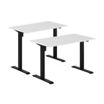 Höj- & sänkbart elskrivbord, svart stativ, vit bordsskiva, 120x70 cm