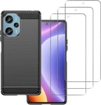 Carinacoco Case for Xiaomi Poco F5 5G with 3 Tempered Glass Screen Protector, So