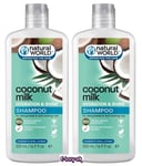 2 x Natural World 500ml Coconut Shampoo - Hydration & Shine