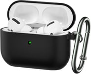 Airpods Pro Case cover Silicone Protective Case Skin for Apple Airpod Pro (Front LED Visible) Black