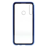 Huawei P40 Lite E Magnetisk Deksel med Privacy, Glass Bak og Forside - Svart / Blå