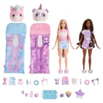 Barbie Cutie Reveal Slumber Party gift set, 2 Dolls with surprises and accesories, gift for ages +3 year old, HRY15