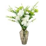 Artificial Flower Arrangement 80cm White Artificial Carnation and Larkspur in Glass Vase