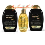 OGX Kukui Oil Shampoo , Conditioner. Oil for Frizzy Hair 3 Item One Each