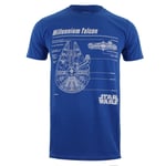 Star Wars Men's Millennium Falcon Blueprint T-Shirt - Royal - M