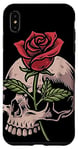 Coque pour iPhone XS Max Rose passant par le crâne gothique motard tatouage emo thème mort