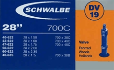 Schwalbe, Slang DV19, 40/62-622/635 mm, 28 Tum med 40 mm Cykelventil