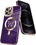 BOUFE Coque magnétique pour iPhone 13 promax (6,7 Pouces) Compatible avec Chargement sans Fil MagSafe, Coque de téléphone Mignon Papillon pour Femmes, Filles, Hommes (Violet)
