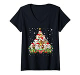 Womens Merry Christmas Guinea Pig Christmas Ornament Tree Santa V-Neck T-Shirt