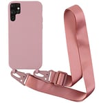 Galful Coque avec Cordon pour Samsung Galaxy S23 6.1’’, Lanyard Case Samsung S23 Silicone TPU Bumper Protection Étui Housse Lanyard avec Sangle Réglable Chaîne Case pour Samsung S23,Rose Sable