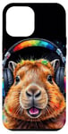 iPhone 12 Pro Max Capybara Headphones Capy Colorful Animal Art Print Graphic Case