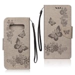 Butterfly läder Samsung Galaxy S10 fodral - Silver/Grå Silvergrå
