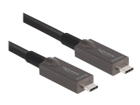 Delock - USB-kabel - 24 pin USB-C (hann) til 24 pin USB-C (hann) - USB 3.2 Gen 2 / DisplayPort 1.4 - 20 V - 3 A - 8 m - Active Optical Cable (AOC), USB Power Delivery (60W), 4K144Hz (3840 x 2160) support - svart