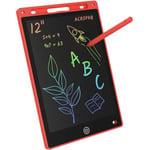 ACROPAQ Tablette d'écriture et Dessin - Tablette LCD Rouge, 12 Pouces - Tablesse Graphique Enfant électronique Portable avec écran Couleur Enfants Tout âge